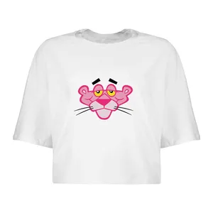 کراپ‌تاپ آستین کوتاه زنانه مدل پلنگ صورتی  کد L55 S