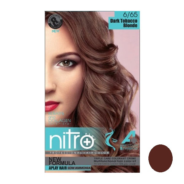 کیت رنگ مو و ابرو نیتروپلاس شماره 6.65 حجم 100 میلی لیتر رنگ تنباکویی تیره کیت رنگ مو و ابرو نیتروپلاس شماره 6.65 حجم 100 میلی لیتر رنگ تنباکویی تیره