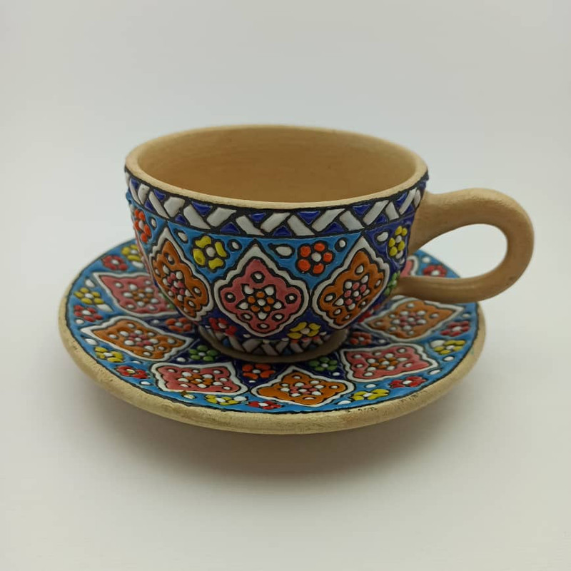 ست فنجان نعلبکی میناکاری مدل اسلیمی کد 329