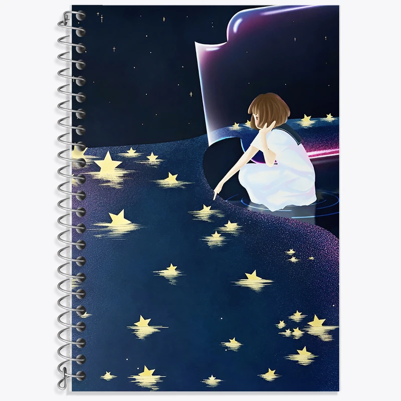 دفتر نت موسیقی 50 برگ خندالو طرح دختر و ظرف ستاره کد F6432