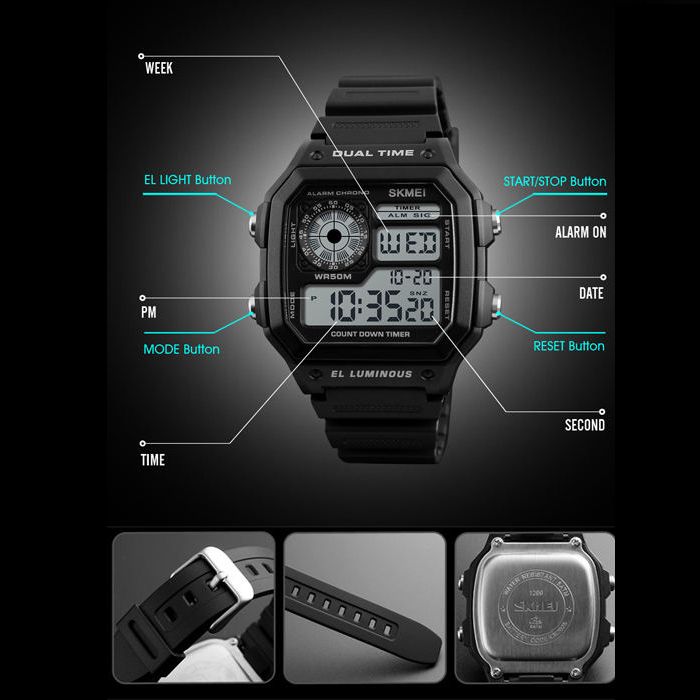 ساعت مچی دیجیتال مردانه اسکمی مدل 1299blc -  - 3