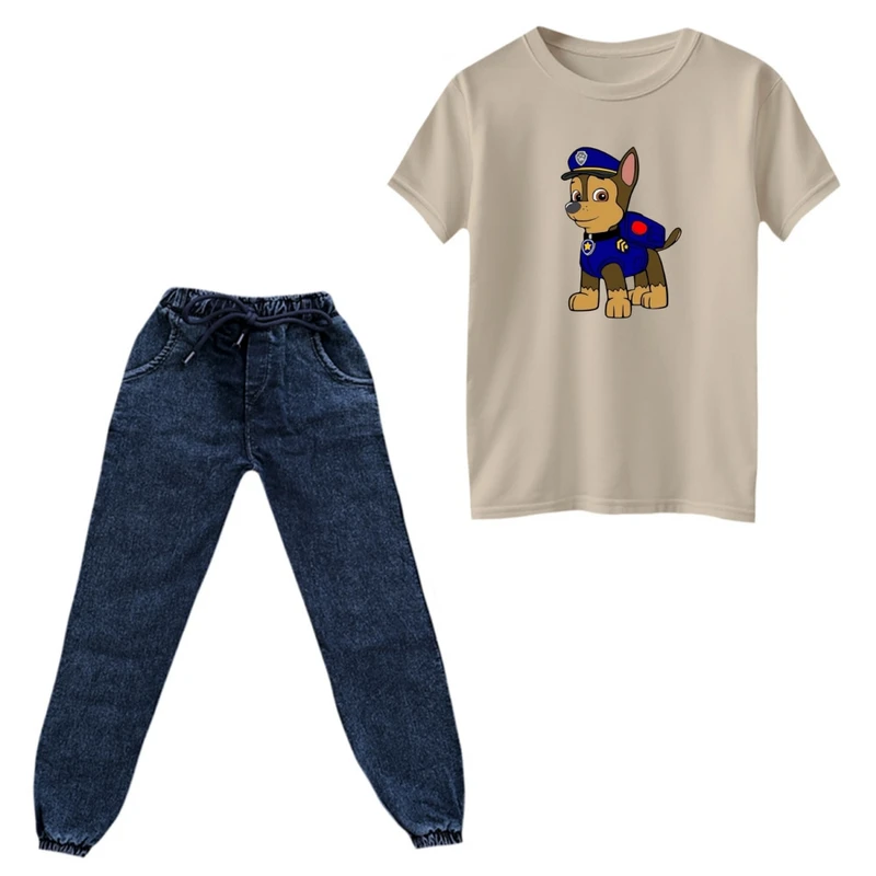 ست تی‌شرت و شلوار پسرانه مدل سگ نگهبان کد 04