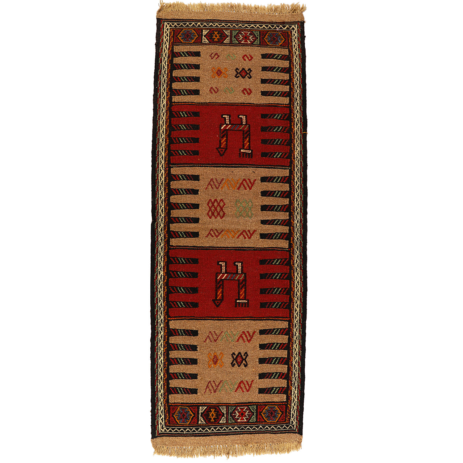 گلیم دستبافت کناره طول یک و نیم متر کد 140241