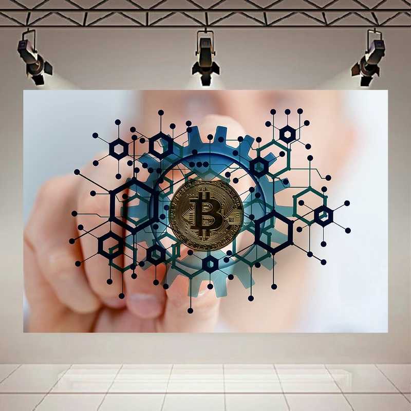 تابلو بوم طرح مخمل بیت کوین مدل بلاکچین کد AR304850