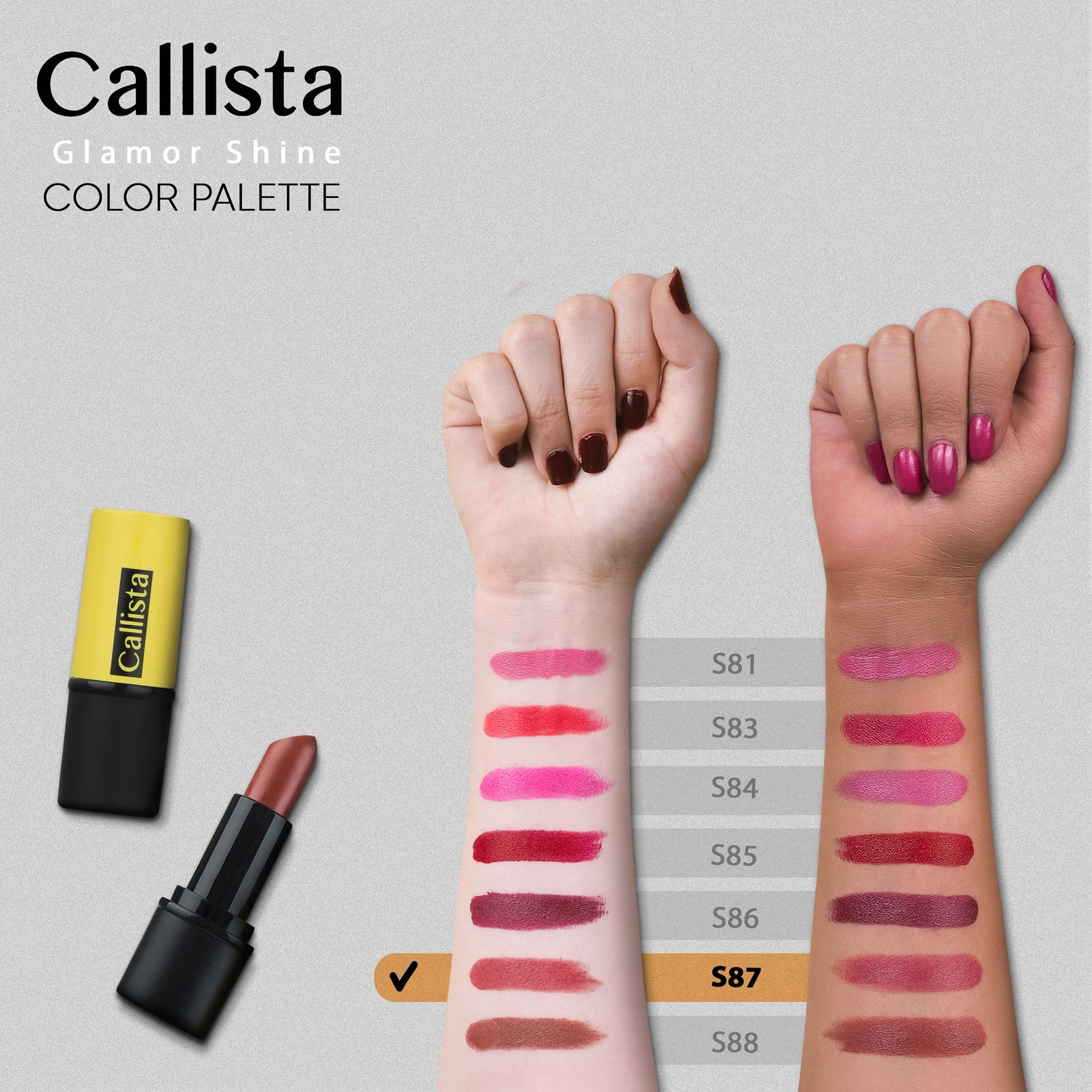 رژ لب جامد کالیستا مدل Glamor Shine شماره S87 -  - 2