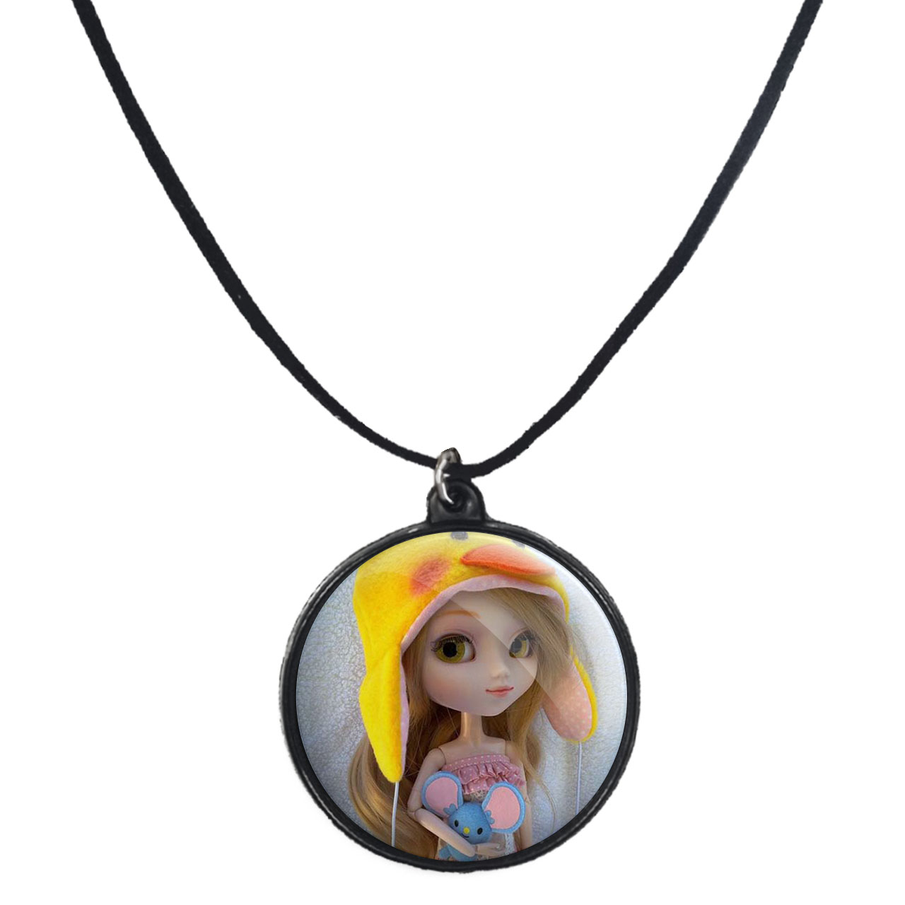 گردنبند پرمانه طرح عروسک زیبا کد pmb.2432 مدل دو طرفه