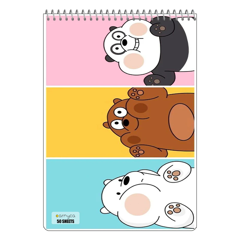 دفتر نقاشی 50 برگ سیمی کارنیکا طرح سه خرس کله پوک We Bare Bears کد 24841