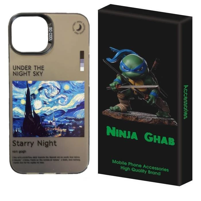 کاور نینجا قاب مدل ونگوگ طرح شب پر ستاره مناسب برای گوشی موبایل اپل iPhone 13
