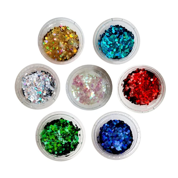 پودر اکلیل مدل هولوگرامی درشت کد AZ-02 وزن 105 گرم بسته 7 عددی