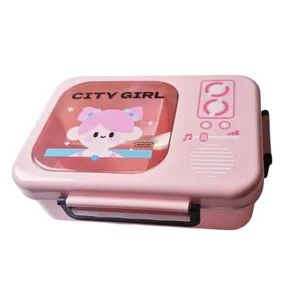 ظرف نگهدارنده غذا کودک مدل سه محفظه city girl به همراه قاشق و چنگال