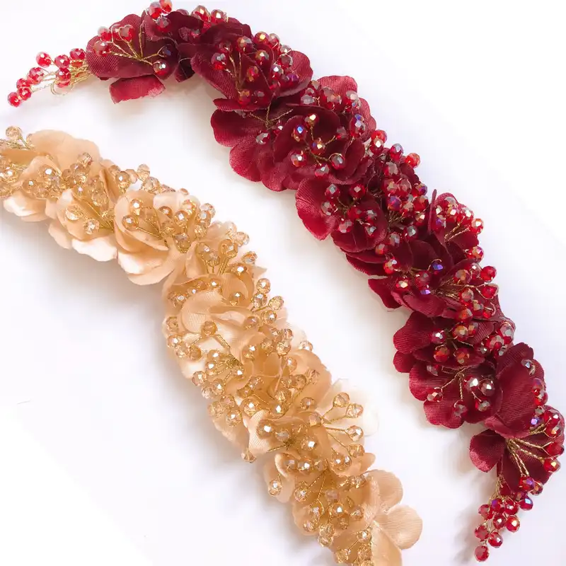 ریسه مو زنانه مدل گلدار کریستالی 002