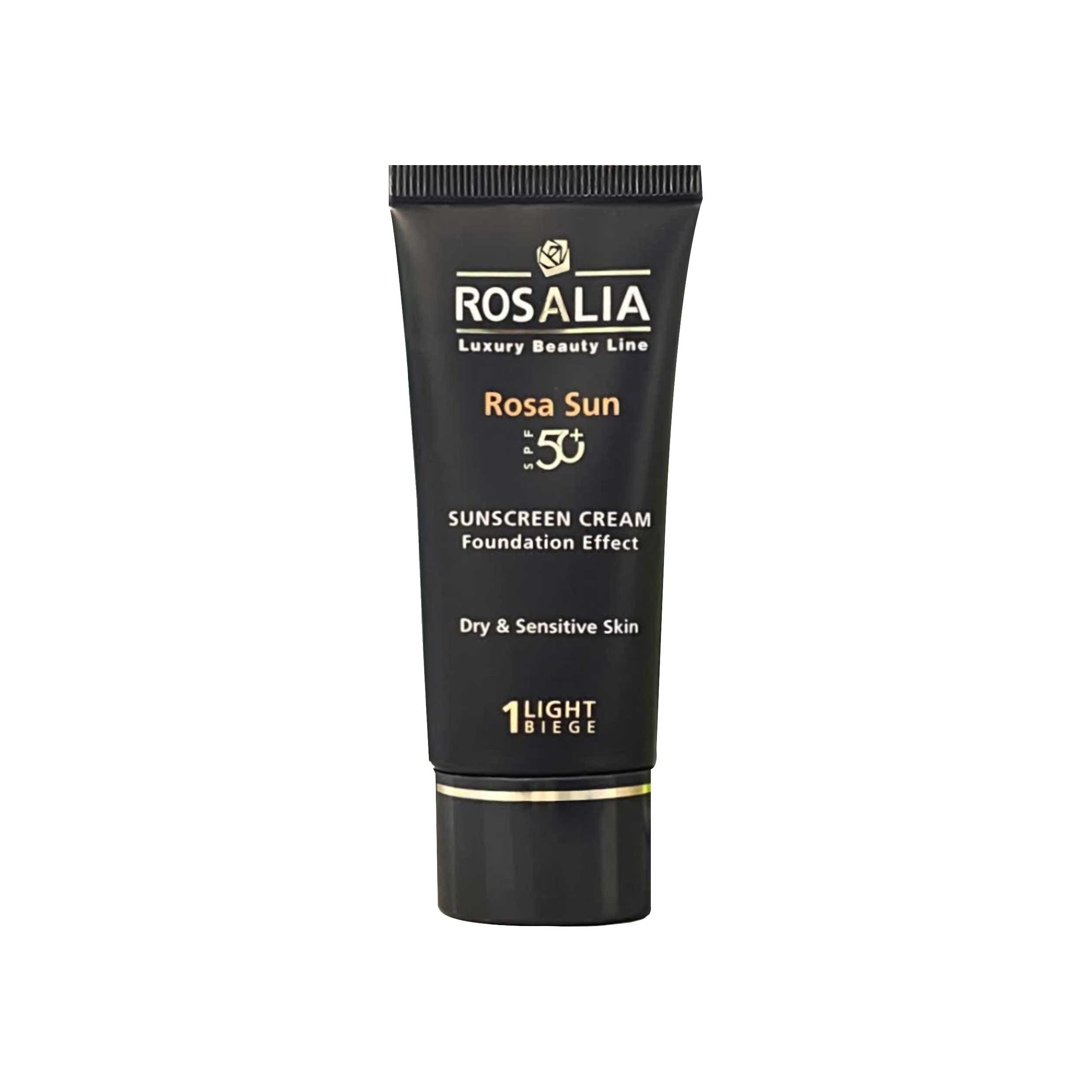 کرم ضد آفتاب رنگی رزالیا SPF50 مدل D-S Skin_LB مناسب پوست های خشک و حساس حجم 40 میلی لیتر