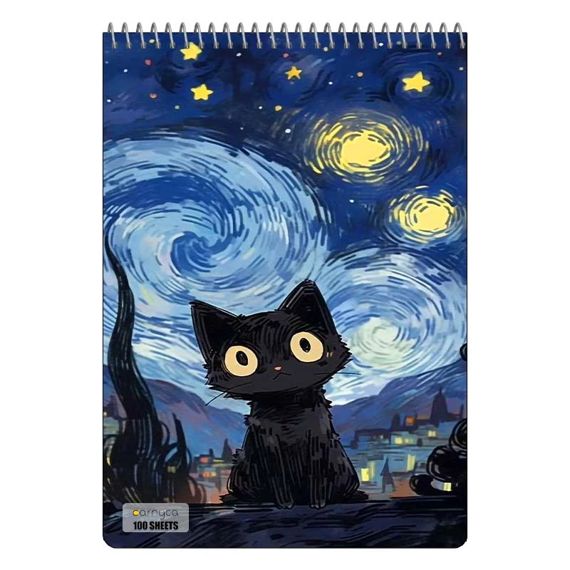 دفتر شطرنجی 100 برگ کارنیکا طرح شب پرستاره فانتزی ون گوگ Fantasy Starry Night Van Gogh کد 92013