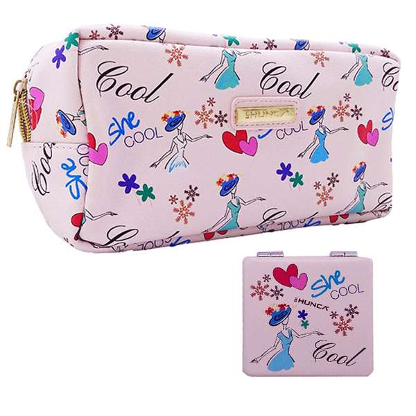 کیف لوازم آرایش زنانه شی مدل کول به همراه آینه تاشو