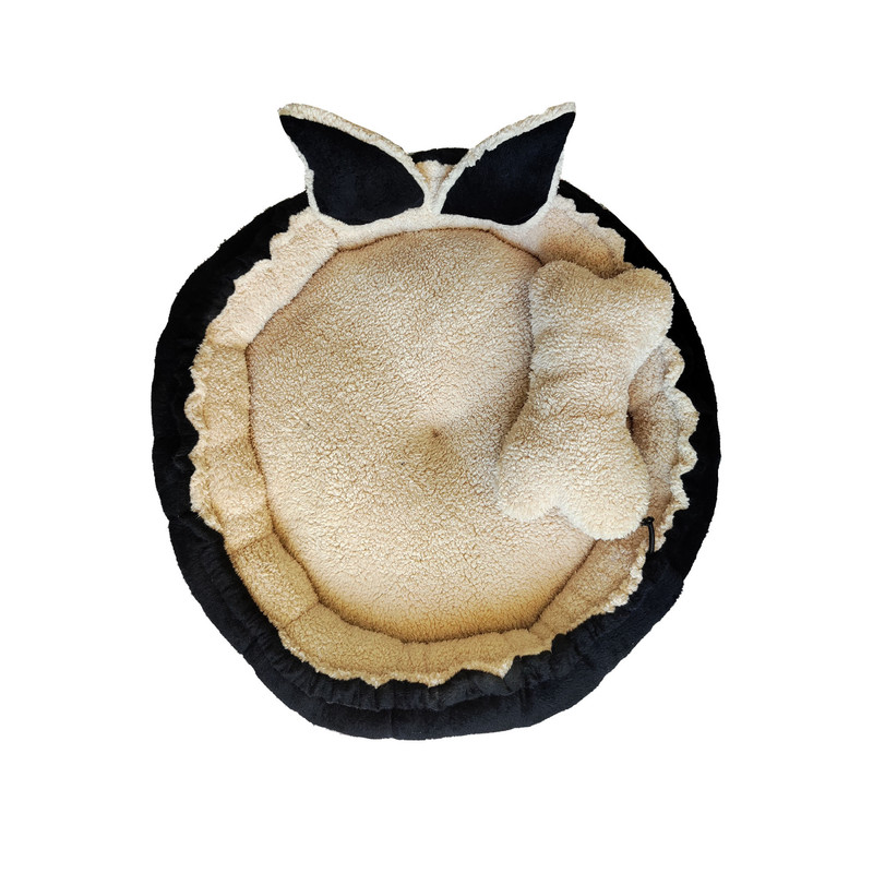 جای خواب سگ و گربه مدل تدی گوش‌ گربه ای به همراه بالشت