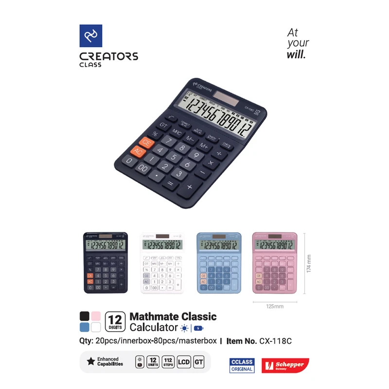 عکس شماره 2 : ماشین حساب سی.کلاس کریتورز مدل مت میت طرح کلاسیک کد cx-118c-1