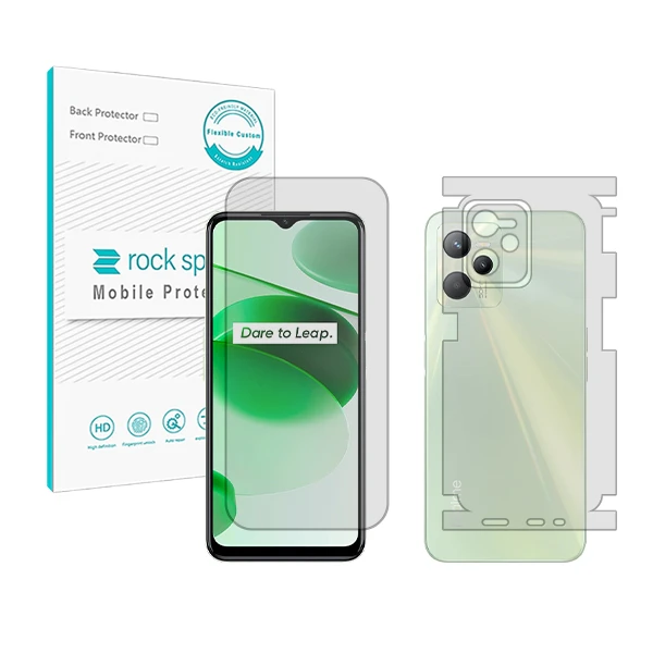 محافظ صفحه نمایش شفاف راک اسپیس مدل HyGEL مناسب برای گوشی موبایل ریلمی C35 به همراه محافظ پشت گوشی