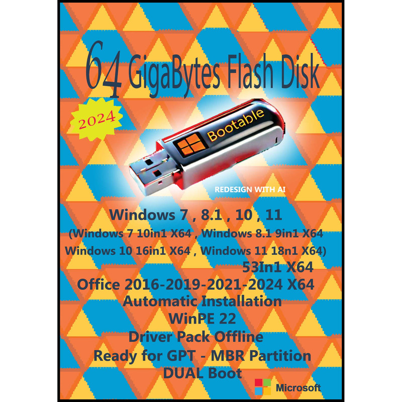 سیستم عامل Windows 7 8.1 10 11 2024 53in1 X64 - Driver Pack Offline نشر مایکروسافت