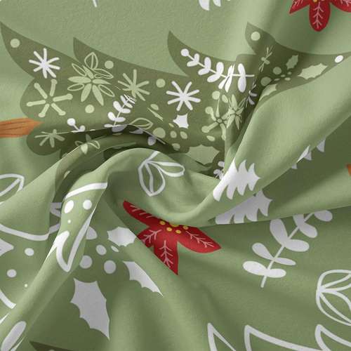  پارچه ملحفه پارچه باما مدل مخمل طرح درخت کریسمس  5011544