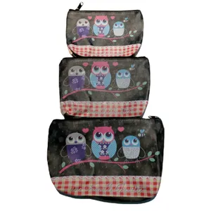 کیف لوازم آرایش زنانه مدل جغد مجموعه 3 عددی