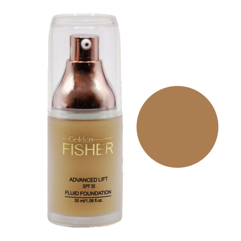 کرم پودر مایع SPF 30 گلدن فیشر مدل Fluid foundation شماره F05 مناسب برای انواع پوست حجم 30 میلی لیتر