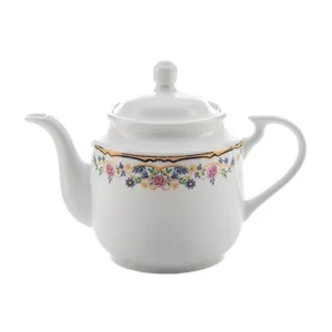 قوری چینی زرین ایران مدل چای استوانه متوسط 5 گلستان درجه 3 گنجایش 450 میلی‌لیتر