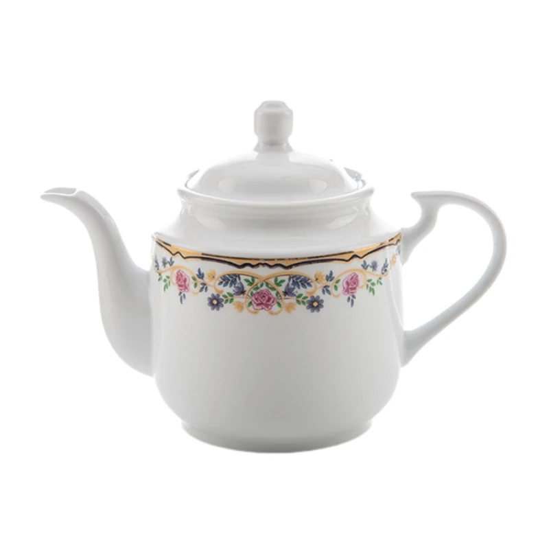 قوری چینی زرین ایران مدل چای استوانه متوسط 5 گلستان درجه 3 گنجایش 450 میلی‌لیتر