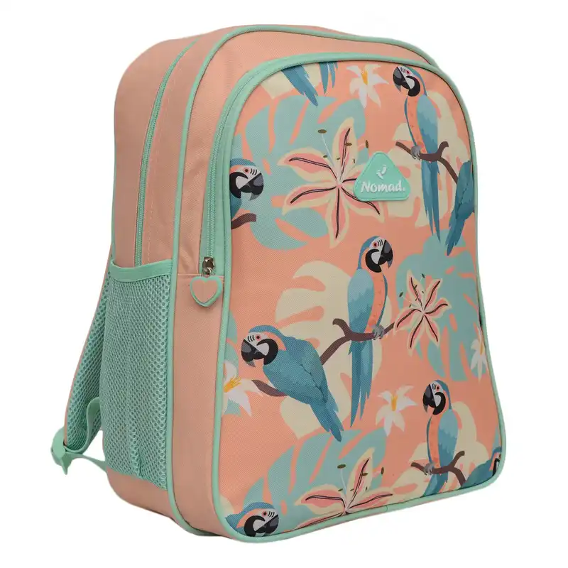 کوله پشتی نومد مدل PARROT JUNGLE به همراه باکس میوه و کیف غذا و جامدادی و بطری