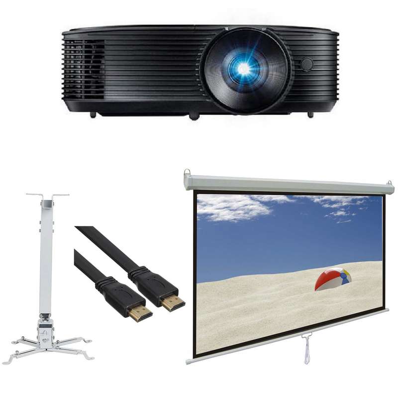 ویدئو پروژکتور اوپتوما مدل XA520 به همراه پرده نمایش 180 دستی پروژکتور اسکوپ و پایه پروژکتور اسکوپ و کابل HDMI