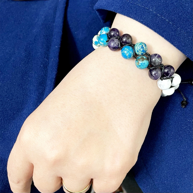دستبند زنانه مدل سنگ آمیتیست و فیروزه