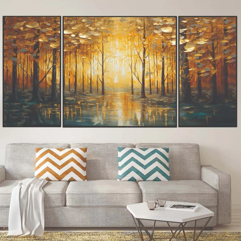 تابلو بکلیت طرح مدرن دیجیتال آرت مدل B-2027 فریم مشکی مجموعه 3 عددی