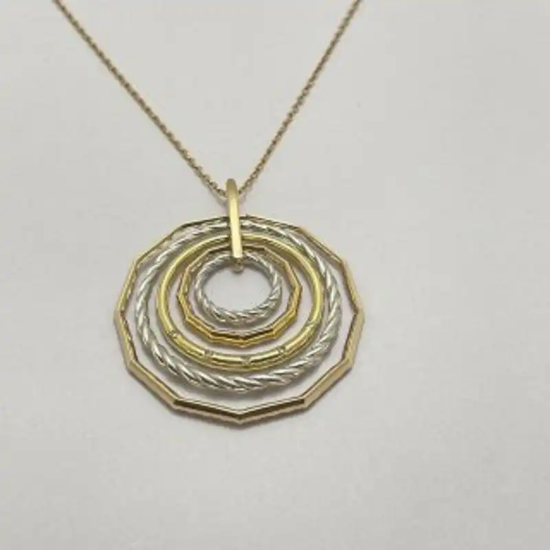 گردنبند طلا 18 عیار زنانه مدل GA010 طرح حلقه ای سه رنگ