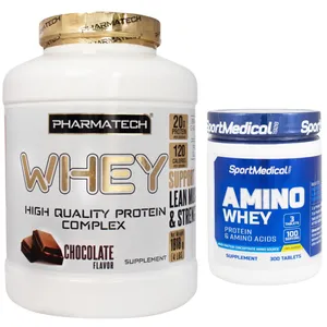 پروتئین وی فارماتک - 1818 گرم به همراه آمینو وی اسپرت مدیکال بسته 300 عددی