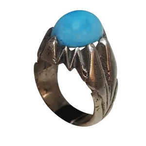 انگشتر نقره مردانه مدل فیروزه تبتی FT213250
