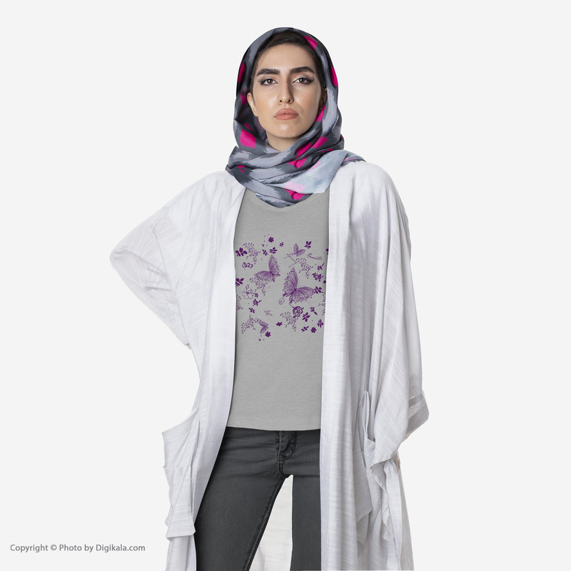 تی شرت آستین کوتاه زنانه طرح پروانه کد S517