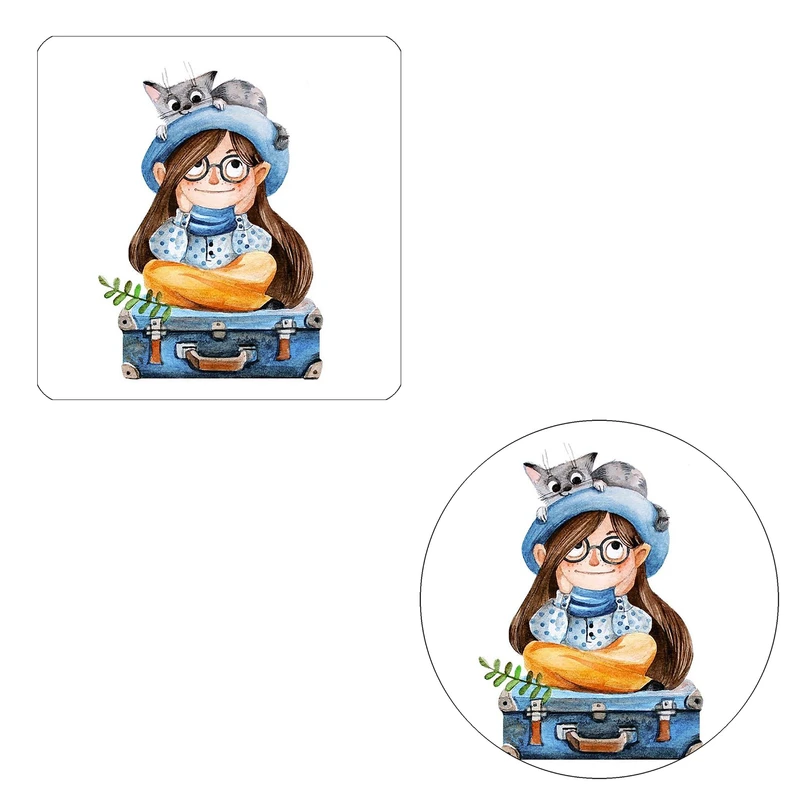 مگنت طرح دختر و گربه کد M1 به همراه زیر لیوانی