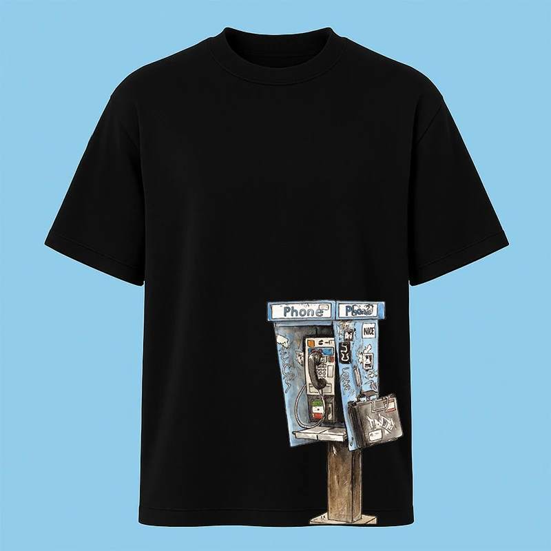 تی‌شرت آستین کوتاه مردانه مدل کیوسک تلفن کد c45