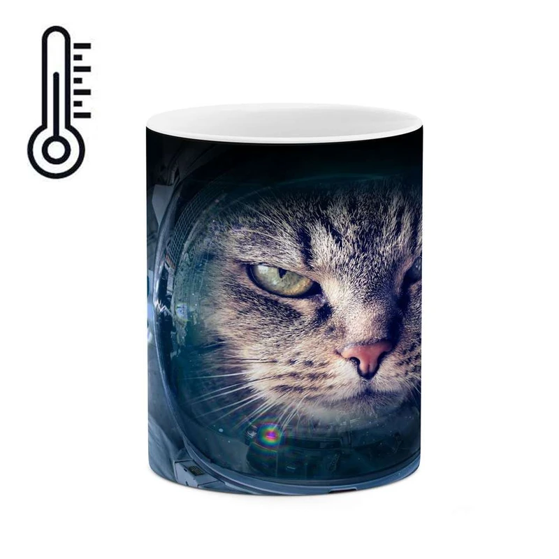 ماگ حرارتی کاکتی مدل گربه فضانورد کد mgh17359