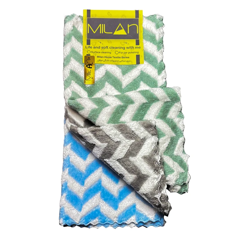 دستمال سرامیک و پولیش خودرو میلان مدل پولیشی زیگزال بسته 3 عددی