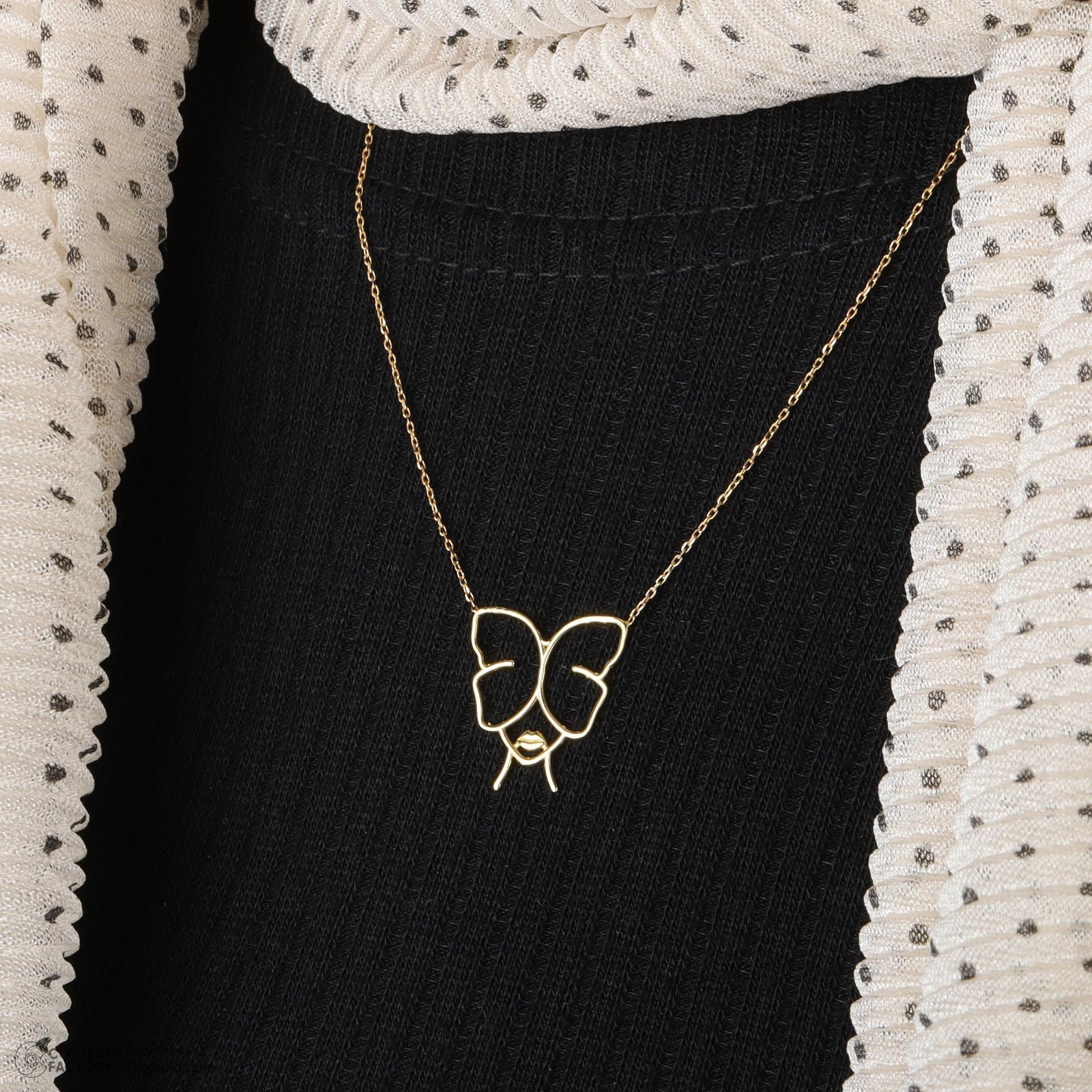گردنبند طلا 18 عیار زنانه با زنجیر حلقهای (فلامینگو) وی گالری مدل پروانه مینیمال کد NC1883 -  - 4