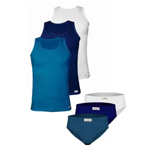 ست شورت و زیرپوش رکابی مردانه پنبینه مدل نخ پنبه خالص صادراتی مجموعه 3 عددی