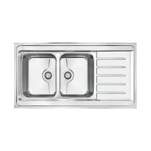 سینک ظرفشویی استیل روکار دو لگنه مدل 9072