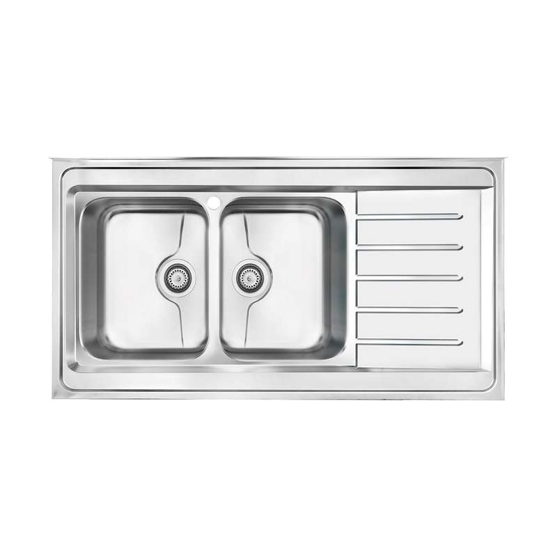 سینک ظرفشویی استیل روکار دو لگنه مدل 9072