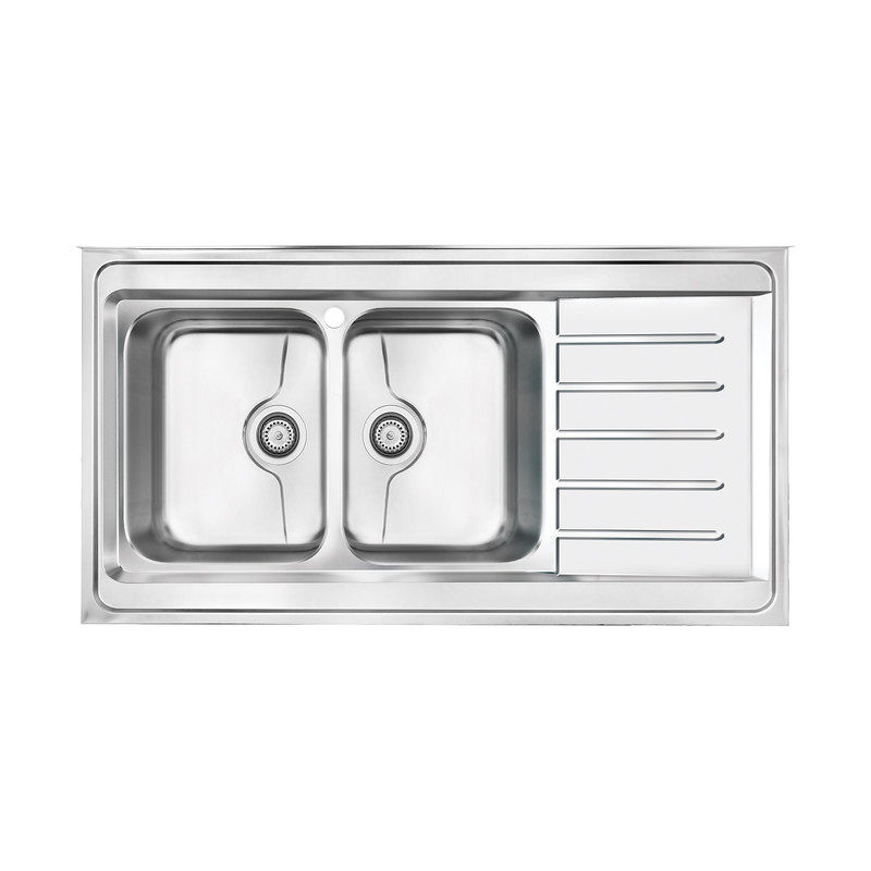 سینک ظرفشویی استیل روکار دو لگنه مدل 9072