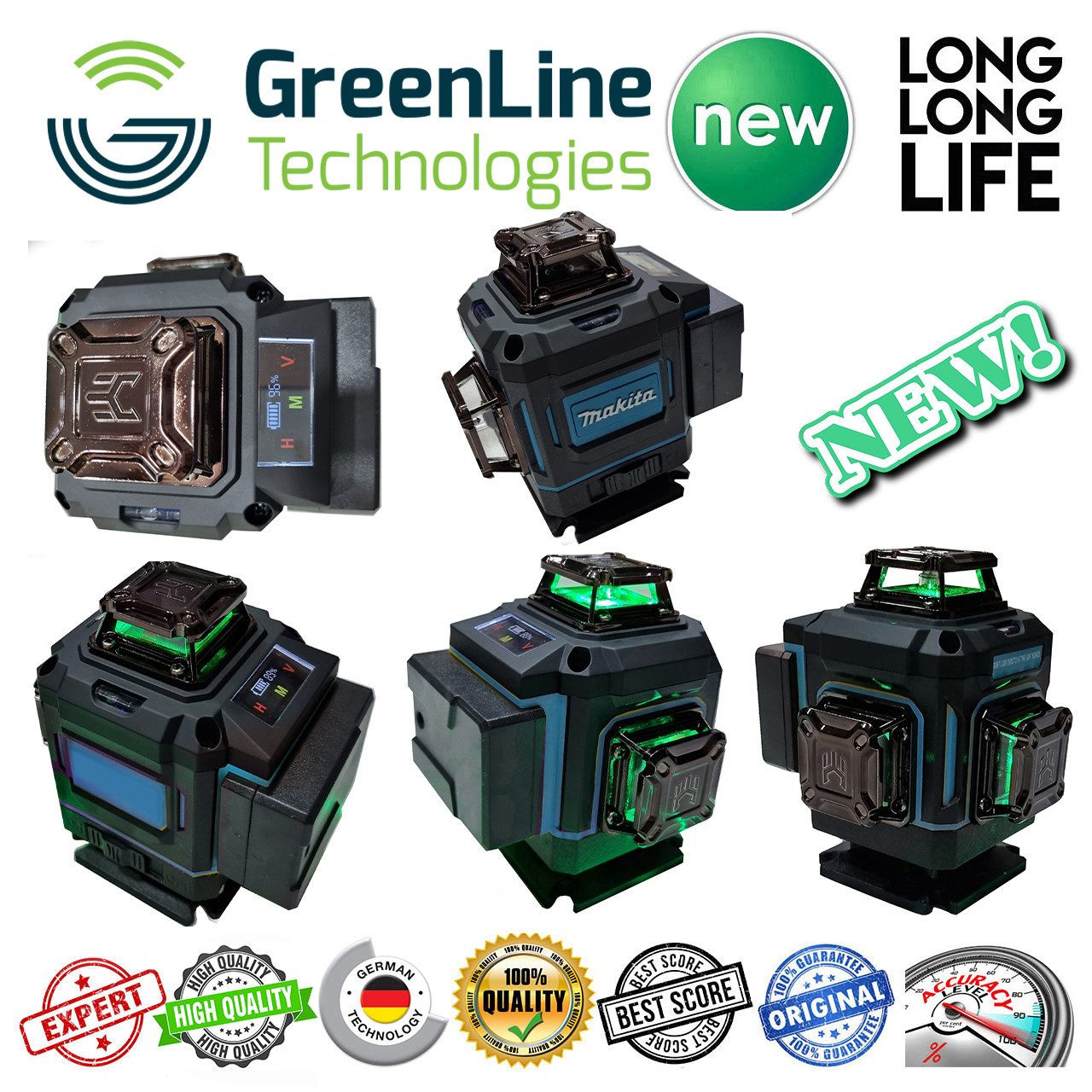 تراز لیزری ماکیتا مدل 4 بعدی 4D- 360 نور سبز کد 360 Mak