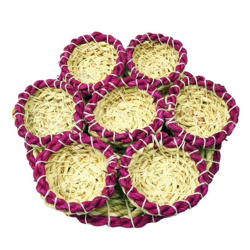 کاسه حصیری مدل هفت سین کد brfp-528 به همراه سینی بسته 7 عددی
