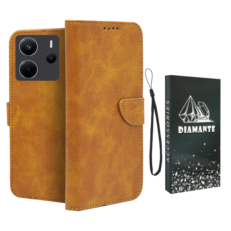 کیف کلاسوری دیامانته مدل Scusa Bk مناسب برای گوشی موبایل شیائومی Redmi Note 14 4G  به همراه بند آویز