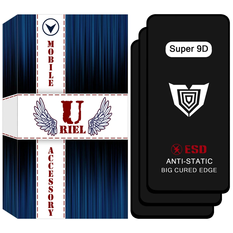 محافظ صفحه نمایش شیشه ای یوریل مدل Super 9D مناسب برای گوشی موبایل شیائومی Redmi Note 13 Pro 4G بسته سه عددی
