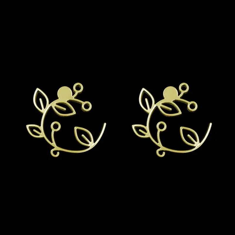 گوشواره طلا 18 عیار زنانه مدوپد مدل برگ کد GA1-15984