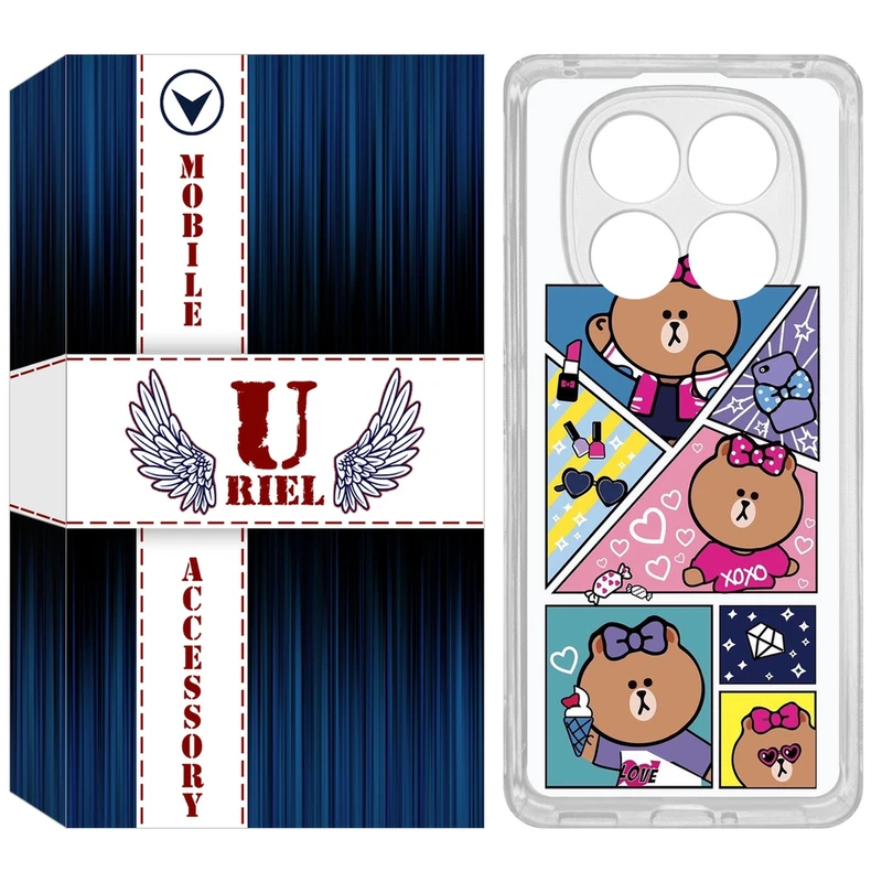 کاور یوریل مدل Clear کد 13 طرح Brown مناسب برای گوشی موبایل شیائومی Redmi Note 14 Pro 4G / Poco X7